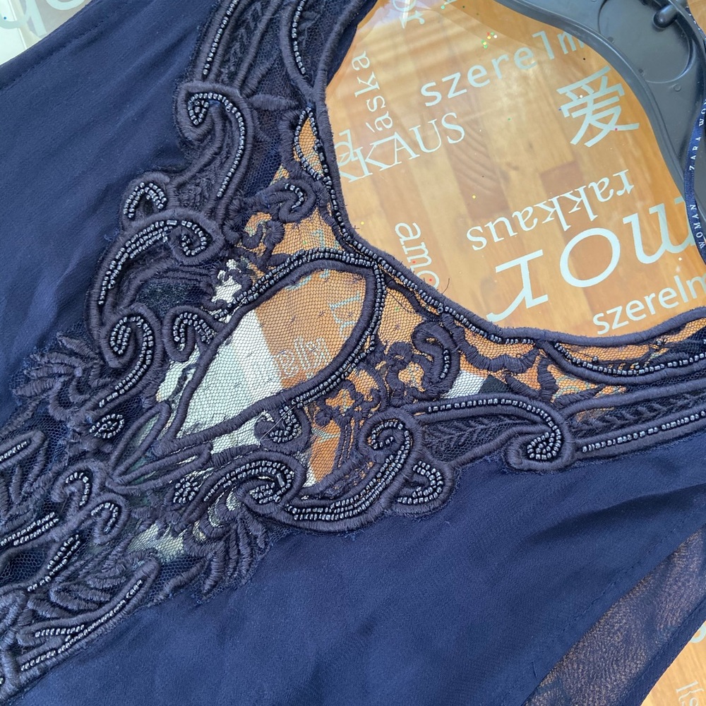 Zara❤️NWT tunic blouse Navy blue with details M